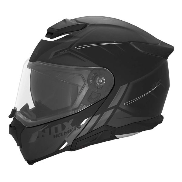 Motorradhelm Nox N Synchro Matt Black White Versandbereit Icasque De