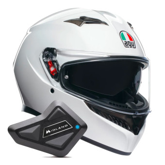 Integral AGV K3 Mono Silk White + Kit Bluetooth BT Mini