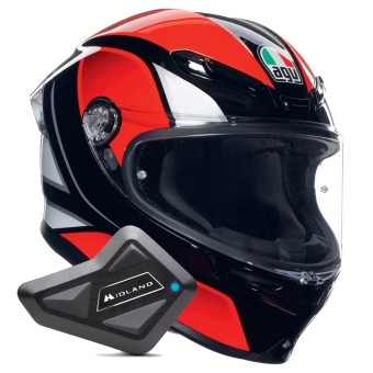 Integral AGV K6 S Multi Hyphen Black Red White + Kit Bluetooth BT Mini