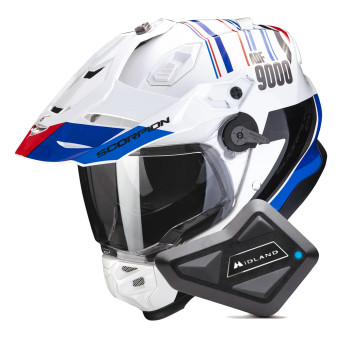 Integral Scorpion ADF 9000 Air Desert White Blue Red + Kit Bluetooth BT Mini