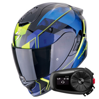 Integral Scorpion Exo 1400 Evo II Air Intensio Black Blue + Kit Bluetooth 5S Solo