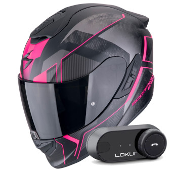 Integral Scorpion Exo 1400 Evo II Air Intensio Matt Black Pink + Kit Bluetooth Lokui K30