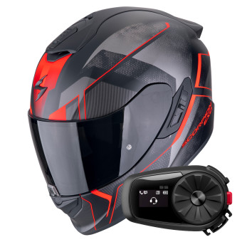 Integral Scorpion Exo 1400 Evo II Air Intensio Matt Black Red + Kit Bluetooth 5S Solo