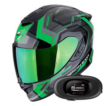 Integral Scorpion Exo 1400 Evo II Air Linart Black Green + Kit bluetooth 5R Lite Solo