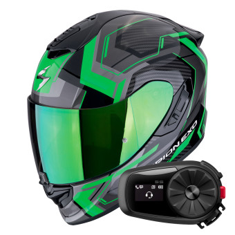 Integral Scorpion Exo 1400 Evo II Air Linart Black Green + Kit Bluetooth 5S Solo