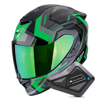 Integral Scorpion Exo 1400 Evo II Air Linart Black Green + Kit Bluetooth BT Mini