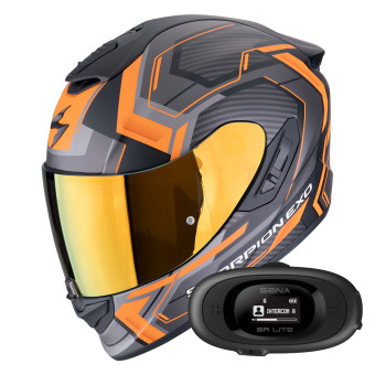 Integral Scorpion Exo 1400 Evo II Air Linart Matt Black Orange + Kit bluetooth 5R Lite Sol