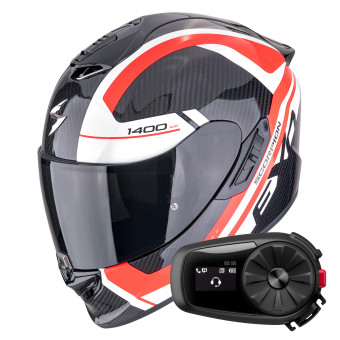 Integral Scorpion Exo 1400 Evo II Carbon Air Enko Black Red White + Kit Bluetooth 5S Solo