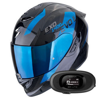 Integral Scorpion Exo 1400 Evo II Carbon Air Platted Black Blue + Kit bluetooth 5R Lite