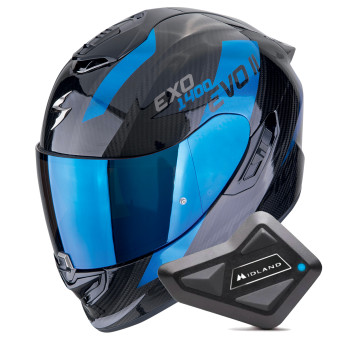 Integral Scorpion Exo 1400 Evo II Carbon Air Platted Black Blue + Kit Bluetooth BT Mini