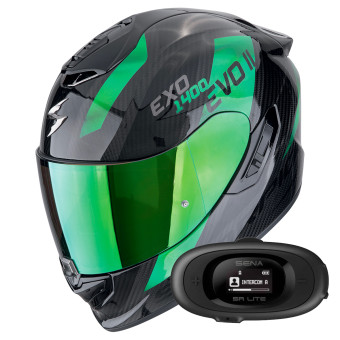 Integral Scorpion Exo 1400 Evo II Carbon Air Platted Black Green + Kit bluetooth 5R Lite