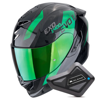 Integral Scorpion Exo 1400 Evo II Carbon Air Platted Black Green + Kit Bluetooth BT Mini