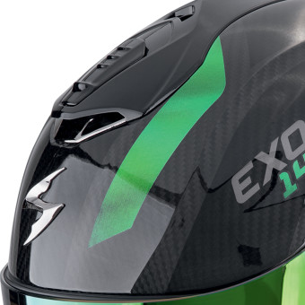 Scorpion Exo 1400 Evo II Carbon Air Platted Black Green + Kit bluetooth 5R Lite