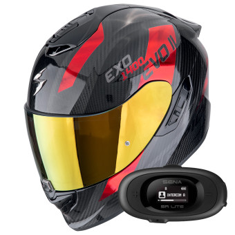 Integral Scorpion Exo 1400 Evo II Carbon Air Platted Black Red + Kit bluetooth 5R Lite