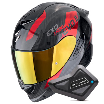 Integral Scorpion Exo 1400 Evo II Carbon Air Platted Black Red + Kit Bluetooth BT Mini