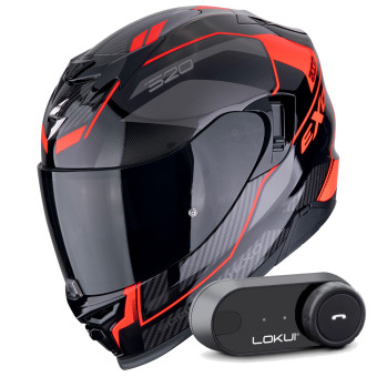 Integral Scorpion Exo 520 Evo Air Lena Black Red + Kit Bluetooth Lokui K30