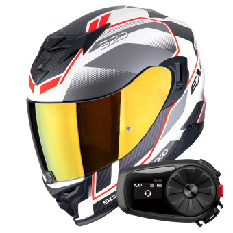 Integral Scorpion Exo 520 Evo Air Lena Matt White Silver Red + Kit Bluetooth 5S Solo