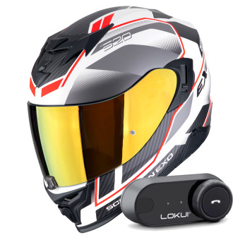 Integral Scorpion Exo 520 Evo Air Lena Matt White Silver Red + Kit Bluetooth Lokui K30