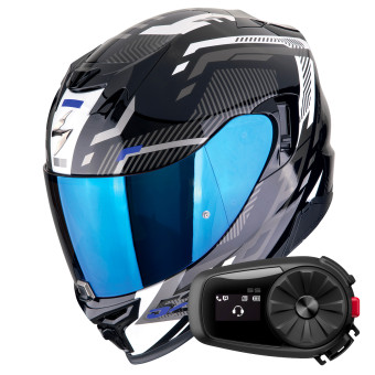 Integral Scorpion Exo 520 Evo Air Ranka Black White Blue + Kit Bluetooth 5S Solo