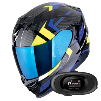 Integral Scorpion Exo 520 Evo Air Sensus Black Blue Yellow Fluo + Kit bluetooth 5R Lite