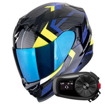 Integral Scorpion Exo 520 Evo Air Sensus Black Blue Yellow Fluo + Kit Bluetooth 5S Solo