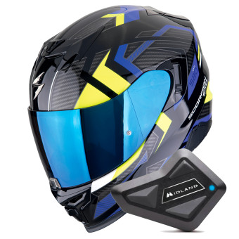 Integral Scorpion Exo 520 Evo Air Sensus Black Blue Yellow Fluo + Kit Bluetooth BT Mini