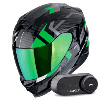 Integral Scorpion Exo 520 Evo Air Sensus Black Green + Kit Bluetooth Lokui K30