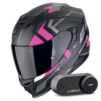 Integral Scorpion Exo 520 Evo Air Sensus Matt Black Pink + Kit Bluetooth Lokui K30