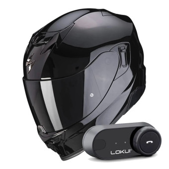 Integral Scorpion Exo 520 Evo Air Solid Black + Kit Bluetooth Lokui K30