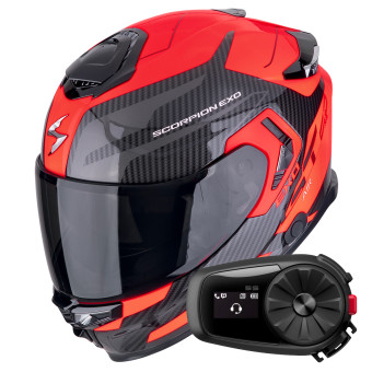 Integral Scorpion Exo GT SP Air Flex Black Red Fluo + Kit Bluetooth 5S Solo