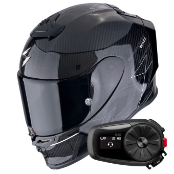 Integral Scorpion Exo R1 Evo Carbon Air Cynergy Black White + Kit Bluetooth 5S Solo