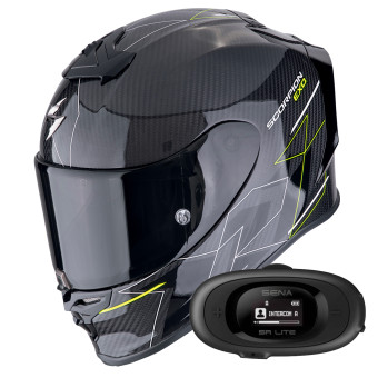 Integral Scorpion Exo R1 Evo Carbon Air Cynergy Black Yellow Fluo + Kit bluetooth 5R Lite