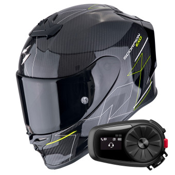 Integral Scorpion Exo R1 Evo Carbon Air Cynergy Black Yellow Fluo + Kit Bluetooth 5S Solo