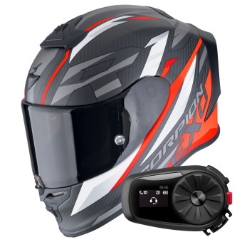 Integral Scorpion Exo R1 Evo Carbon Air Runner Matt Black Red + Kit Bluetooth 5S Solo