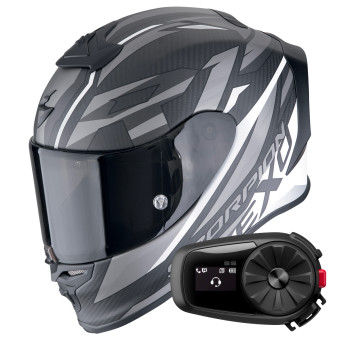 Integral Scorpion Exo R1 Evo Carbon Air Runner Matt Black White + Kit Bluetooth 5S Solo