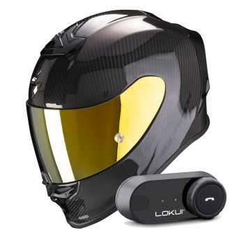 Integral Scorpion Exo R1 Evo Carbon Air Solid Black + Kit Bluetooth Lokui K30