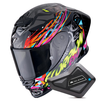 Integral Scorpion Exo R1 Evo II Air Savage Black Blue Pink + Kit Bluetooth BT Mini