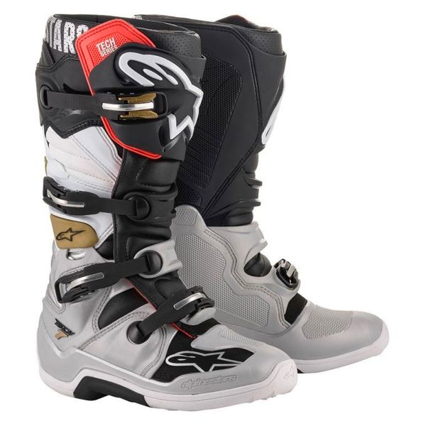 Cross Stiefel Alpinestars Tech 7 Black Silver White Gold versandbereit iCasque