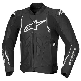 Motorradjacke Alpinestars Dusk Leather Black White