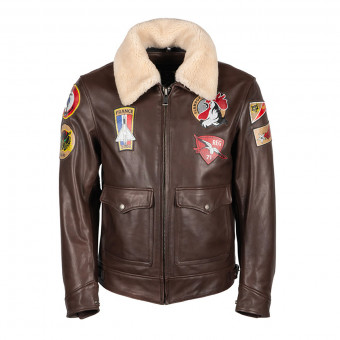 Motorradjacke Helstons Esquadron Leather Rag Brown