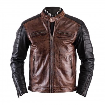 Motorradjacke Helstons Cruiser Leather Rag Camel Black