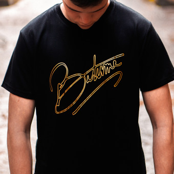 Motorrad T-Shirts  100% Bitume Art Letter Black Gold Tee